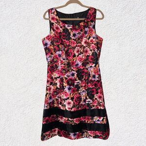 Leslie Fay Women 12 Dress Party 50s Style Full Skirt Box Pleat Floral Spring